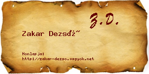 Zakar Dezső névjegykártya